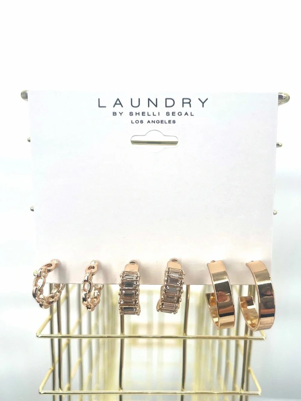 Laundry by Shelli Segal NWT 3 piece hoop gold tone earring set